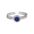 wholesale S925 Sterling Silver Original Niche Design Light Luxury New Chinese Style Geometric Waterdrop Shape Natural Lapis Lazuli Ring for Women-0-6