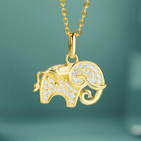 wholesale 925 Silver Dunhuang Six-Tusked White Elephant Versatile High-End Pendant Necklace for Women, Wholesale-14K gold 925 silver