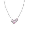 wholesale S925 Sterling Silver Cross-Border Europe and America Women's Small and Luxurious High-End Pink Heart Zircon Collarbone Necklace-0-8