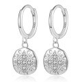wholesale S925 Sterling Silver Micro-Paved Zircon Round Plate Cross Earrings Geometric Fashion Minimalist Niche Design Hoop Ear Clips-0-4