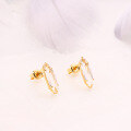 wholesale 14k Gold Plated S925 Silver Japanese INS Style Marquise Natural White Crystal Earrings-0-2
