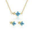 wholesale S925 Sterling Silver Four-leaf Clover Necklace And Turquoise Earrings Set-0-0