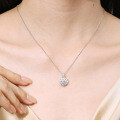 Sterling Silver Moissanite Sunflower Pendant Necklace, Cross-Border Fashion Design-0-2