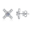 S925 Sterling Silver Moissanite X-Shaped Earrings-0-3