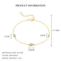 wholesale S925 Sterling Silver Geometric Star Accented With Crystals Women's Bracelet, French-inspired Minimalist Design-L907-Gold 925 Silver