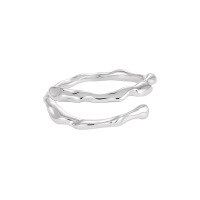 wholesale S925 Sterling Silver Minimalist Irregular Line Double-Layer Design Open Adjustable Ring for Women-Platinum [No. 15/Adjustable] Opening adjustable