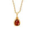 wholesale S925 Silver Plated 14k Gold, Japanese-style Vintage Artificial Amber Necklace by Dunli Jewelry-0-4