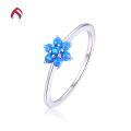 wholesale Metal Material S925 Synthetic Opal Small Fresh Ring, Amazon Wish Best-Selling Small Flower Round Synthetic Opal Ring-0-6