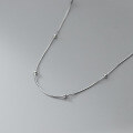 wholesale S925 metal women's Japanese and Korean style minimalist light bead necklace small fresh snake chain short collarbone chain D3143-0-3