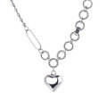 wholesale S925 Sterling Silver Spliced 3D Heart Necklace, Ins Trendy Stylish and Versatile Choker-0-4