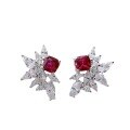 wholesale S925 Sterling Silver Minimalist Versatile 5*5 Ruby Stud Earrings for Women, One-Click Dropshipping-0-4
