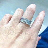 wholesale 925 Silver Row Diamond Ring Full Diamond Ladder Square Ring Micro Paved Cross-Border Drop Shipping for Zhuo Zhi Fan Jewelry New Collection-White No. 6