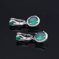 wholesale S925 Silver Natural Green Agate Elegant Earrings Fashionable Gemstone Crystal Ear Accessories-0-2
