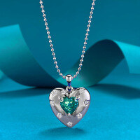wholesale S925 Silver New Style Heart-Shaped Paraiba Ice-Cut 8*8 Pendant Live Sale Hot on Xiaohongshu-N425 925 silver