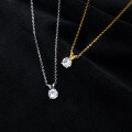 wholesale S925 Silver Korean Style Small and Cute Bunny Necklace for Women, Minimalist Single Diamond Elegant Collarbone Chain D8414-0-0