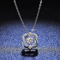S925 Sterling Silver Moissanite Pendant Necklace with Hexagram Design-50% Zircon Chain  925 Silver
