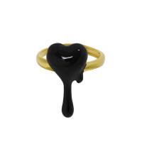 wholesale S925 Sterling Silver Korean Version Ins Niche Design Irregular Lava Heart-shaped Resin Textured Open Ring for Women-18K Gold [No. 15/Adjustable] Opening adjustable