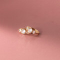 wholesale S925 Sterling Silver Cake Edge Three-Diamond Ear Hoop, Simple and Cute Mini Zircon Ear Stud M01873-0-4
