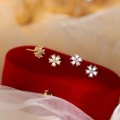 wholesale S925 Sterling Silver Minimalist Ice Crystal Flower Stud Earrings for Women, Light Luxury Small Unique Design Shiny Zirconia Small Flower Earrings-0-0