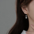 wholesale S925 Sterling Silver Synthetic Cat's Eye Bow Short Drop Earrings for Women, Korean Style Elegant Accessory M00930-0-2