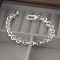 wholesale 925 Silver Fresh and Sweet Ins-Style Niche Design Exquisite Minimalist Interlocking Circle Bracelet S7784-S925 Silver Bracelet>925 Silver