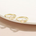 wholesale S925 Sterling Silver Gold-Tone Moonstone Ring with Natural Opal, Trendy Ins Style, Small and Unique Design, Tarnish-Free-0-2