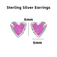 wholesale 925 Sterling Silver Irregular Colorful Stud Earrings For Women-Purple heart-shaped sterling silver earrings