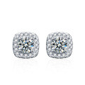 Gold-Plated S925 Silver Classic Four-Prong Moissanite Stud Earrings, Cross-Border Hot Seller-0-14