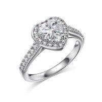 wholesale S925 Sterling Silver Exquisite and High-End Pink Heart Zirconia Design Women's Ring, Versatile and Stylish European Style Band-White Gold and White Diamonds TL120016-SW-WH>8