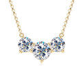 S925 Silver D Color Moissanite 9-Stone Row Cross Necklace-0-7