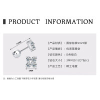 925 Sterling Silver Square Double Prong Single Stone D Color Moissanite Earrings-Niche four-leaf clover earrings [White Gold  925 Silver]