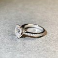 925 Silver 3ct Moissanite Classic Six-Prong Princess Single Row 9mm Ring-0-1