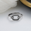 wholesale S925 sterling silver retro geometric heart pendant ring hip-hop punk style accessory index finger ring-0-3