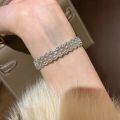 wholesale 925 Sterling Silver Hollowed Lace Full Diamond Bracelet, Small Niche Design, Starry Sky Mesh Bangle, Light Luxury Heavy Work Craftsmanship for Women-0-1