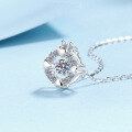 wholesale S925 Sterling Silver Hand-Inlaid Moissanite Necklace for Women, Heart Bezel with Moving Parts, Fresh and Sweet Simple Cute Style-0-1