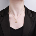 S925 Silver Gilded 18K Gold Plated Rose Window Pendant Necklace-0-2
