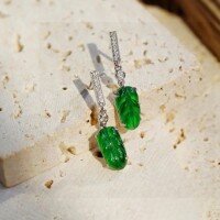 wholesale S925 Sterling Silver Red Elk All-Over Body Minimalist Leaf Design Versatile Stud Earrings Viral Fashion Cross-Border Xiaohongshu Recommendation-BE0161-Platinum