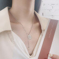 wholesale S925 Sterling Silver Korean-style Personalized English Sentence Patch Chain Tassel Hip-hop Trendy Women's Collarbone Necklace-0-3