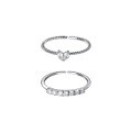 wholesale Sterling Silver Row of Diamonds Heart Ring, Korean Style Simple and Sweet Commuter Fashion Women's Band R00340-0-4