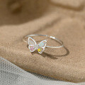 wholesale S925 Sterling Silver Diamond-Inlaid Butterfly Ring, Ins Style Design, Sweet and Elegant Women's Jewelry R01570-0-3