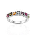 wholesale S925 Sterling Silver Fashionable Light Luxury Natural Tourmaline Ring, Versatile and Elegant Natural Gemstone Stacking Ring-0-4