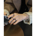 wholesale S925 Sterling Silver Korean Style INS Minimalist Black Foil Silver Ring for Women-0-3