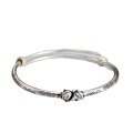 wholesale 999 Silver Lucky Cat Auspicious Cloud Bracelet for Women, Pure Silver New Chinese-style Youthful Adjustable Antique Artisan Bangle-0-4