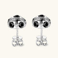 wholesale S925 Sterling Silver Cross-Border Personalized Fashion Football Black Moissanite Stud Earrings, European and American New Style Fan Earrings-0-2