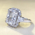 wholesale S925 silver new imported ice-cut 12*14mm white G color full diamond luxurious ring for women-0-2