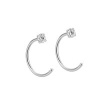 wholesale 925 Sterling Silver K Gold Plated Zircon Four-prong Hook Round Ear Hook Korean Fashion Light Luxury Women's Small Earrings-4m white zirconium plated with platinum outer diameter 8m