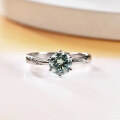wholesale 1ct Green Moissanite Ring with GRA Certificate, S925 Silver Six-Prong Moissanite Ring for Cross-Border Wholesale to Europe and America-0-3