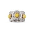 wholesale 925 Silver Gold-Plated Ring with High Carbon Diamonds, Bujia Daisy Light Yellow Cabochon Fashion Versatile Jewelry for Women-0-0
