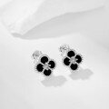 wholesale S925 Sterling Silver Women's Dainty Four-Leaf Clover Zirconia Bead Design Exquisite High-End Earrings-0-3