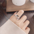 wholesale S925 Silver Vintage Distressed Creative Multi-Line English Letter Trendy Unisex Open Ring-0-3